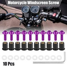 10pcs M5 5mm Motorcycle Windscreen Screws Fairing Windscreen Screws Bolt Purple