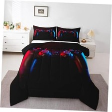 Gaming Bedding Set Gamer Comforter Set Kids Teens Boys Girls Queen Black