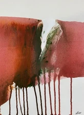 Abstract Mixed Media Ink Watercolor Painting on 9 X 12” Paper Contemporary