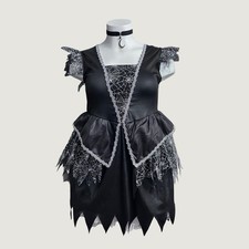 Wicked Witch Halloween Costume Black Silver Spiderweb Lace Plus Size XL