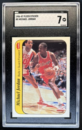 1986-87 Fleer Michael Jordan Stickers RC #8 Bulls SGC 7 Rookie