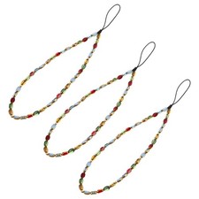 3pcs Beaded Phone Charm Lanyards Cute Cellphone Chain String Wrist Strap