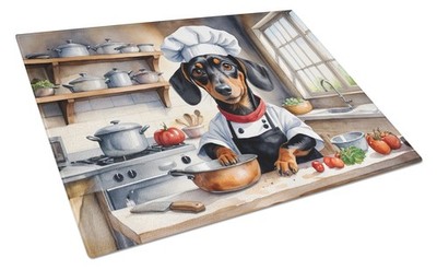 Caroline's Treasures Dachshund The Chef Glass Cutting Board Large DAC6238LCB