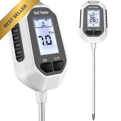 4-in-1 Digital Soil Moisture Meter PH Tester Sunlight Temperature LCD Garden