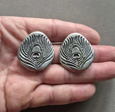 Amazing Clifton Nicholson sterling silver Modernist Artisan clip on earrings