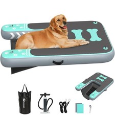 Inflatable Dog Boat Ramp for Dogs Up to 240 lbs, Inflatable Dock Floating Pla...
