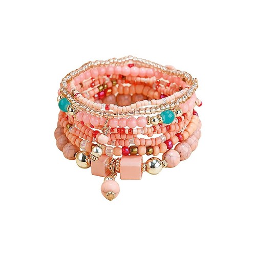 Bohemian Armbänder für Damen Stretch Mehrlagig Bunt Perlen Armband Perlen C - Bild 1 von 5