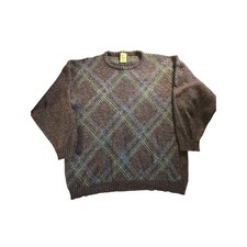 Vintage St Michael Argyle Wool Sweater Men  s XL Made in UK Heritage GrandpaCore