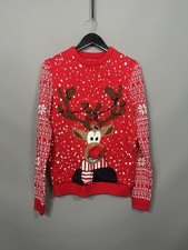 REINDEER CHRISTMAS Jumper - Size Small - Red - Great Condition - Men  s