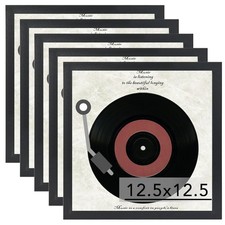 5 Pack Vinyl Record Frames 12x12 LP Album Cover Wall Display 12.5x12.5 Black