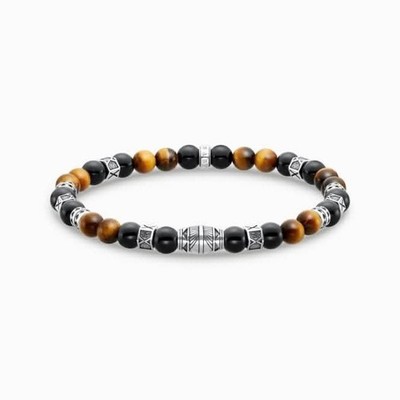Thomas Sabo Herren Armband Schwarz Onyx & Tigerauge Sterlingsilber A2087-507-7