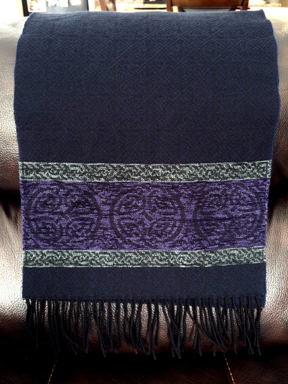 CALZEAT OF SCOTLAND Fringe Celtic Collection Wool Blend In Purlple and Deep Blue