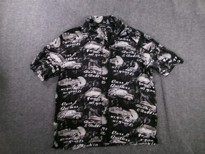 George Shirt Men Large Black Tropical Hawaiian Resort Loop Collar  Pick Up Truck