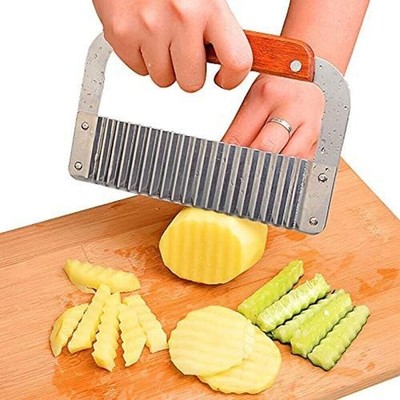Stainless Steel Potato Chip Slicer Vegetable Fruit Dough Crinkle Wavy Cutter