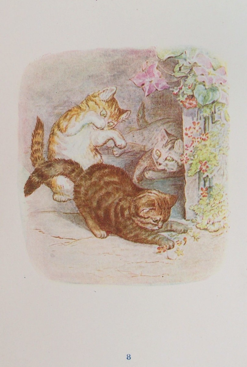 OLD PRINT BEATRIX POTTER MITTEN TOM KITTEN & MOPPET c1930's