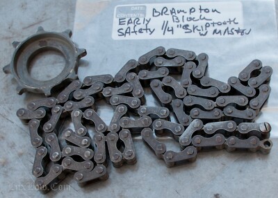 TOC Antique Brampton SKIPTOOTH BLOCK CHAIN 54'' Vintage Safety Bicycle Cog 1/4''Wi