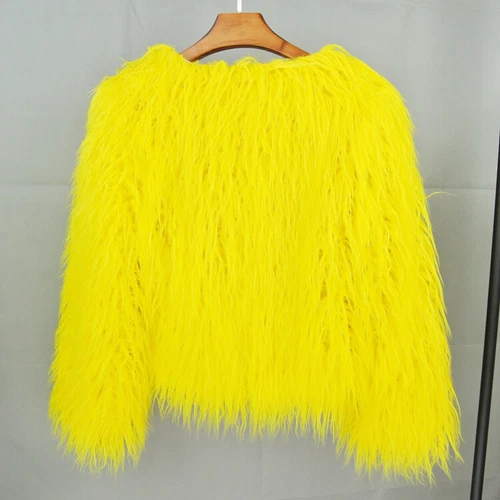 Short Fit Women Shaggy Faux Fur Coat Winter Warm Jacket Fluffy Cardigan Outwear - Bild 37 von 53