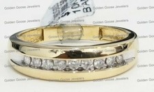 10k Yellow Gold Men Diamonds Channel Wedding Band Anniversary Ring Round Machine