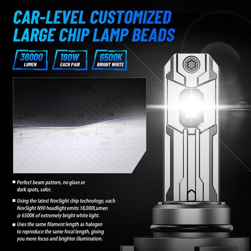 NOVSIGHT 9006 HB4 LED Headlight Bulb Conversion Kit Low Beam White Super Bright - Picture 6 of 15