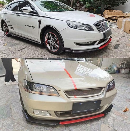Red Carbon Fiber Look Car Front Bumper Spoiler Splitter Lip Surrounded Body Kits - Picture 9 of 11