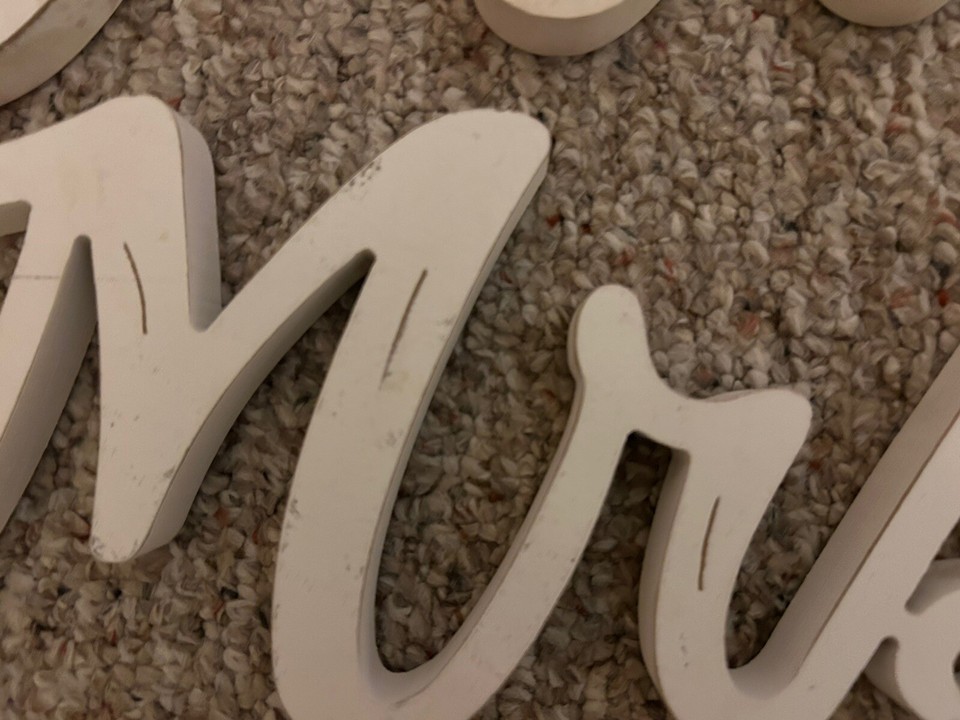 Mr & Mrs Wood Cut Words Sign Wedding 3 Pieces Hobby Lobby | eBay