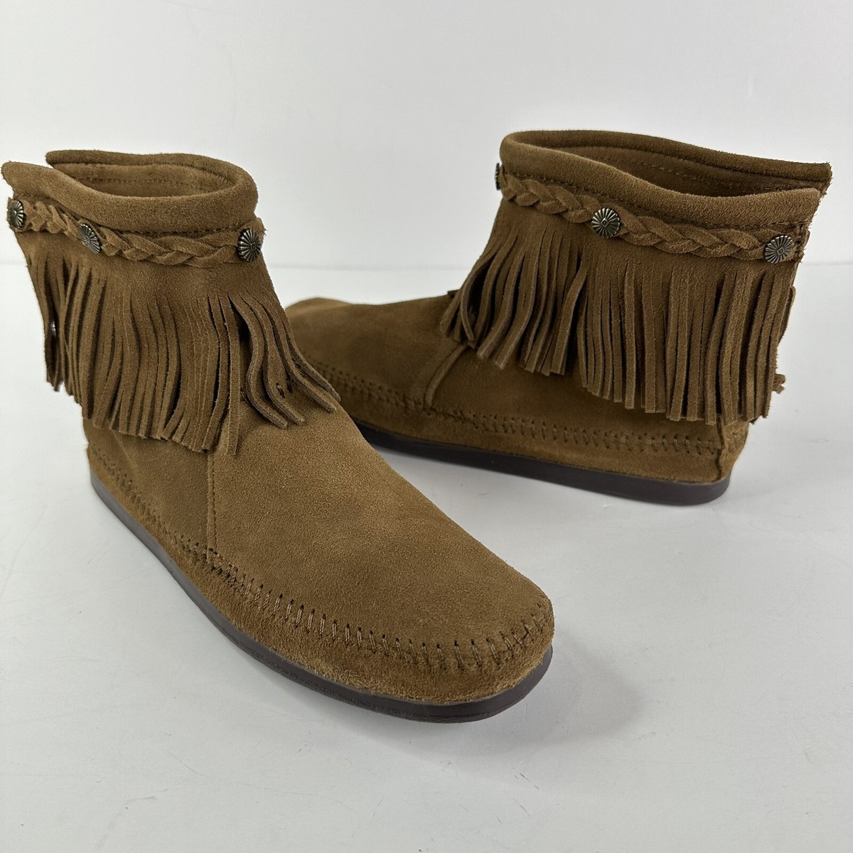 Brand new. Minnetonka Suede Fringe Boots - Tan Amazon.com | Minnetonka Men main image 3