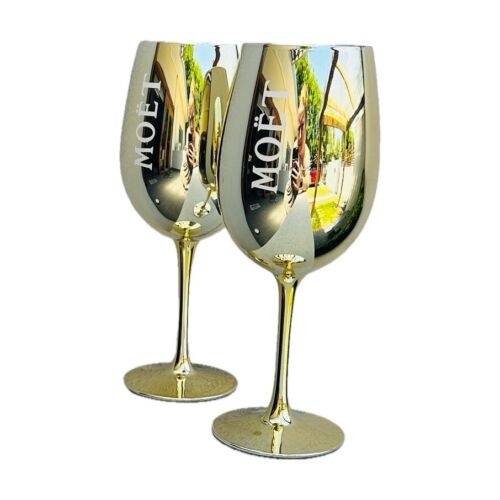 Set of 6 In Box Moet & Chandon Champagne Shiny Gold Glasses (not Acrylic) Goblet