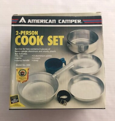 AMERICAN CAMPER 2 Person Cook Set Heavy Gauge Aluminum 8 piece model 696
