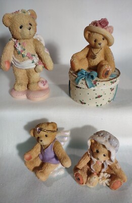 Cherished Teddies Set Of 4.  Beautiful  Mom  Trinket Box, Love Bear & 2 Tiny One