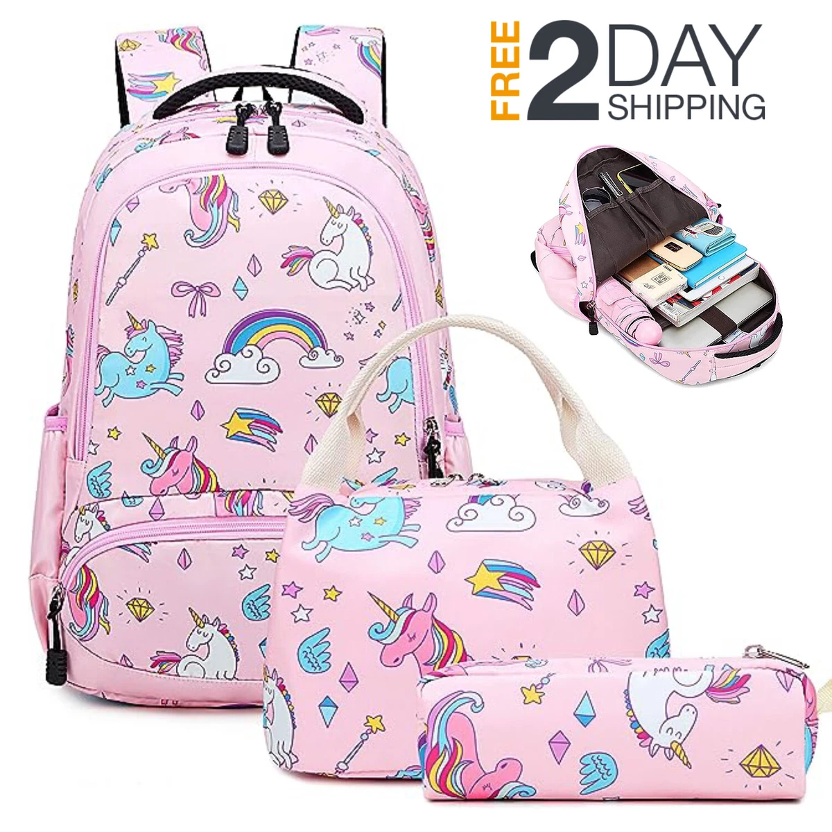 Toddler Backpack for Girls and Boys with Kids Lunch Bag - Unicorn