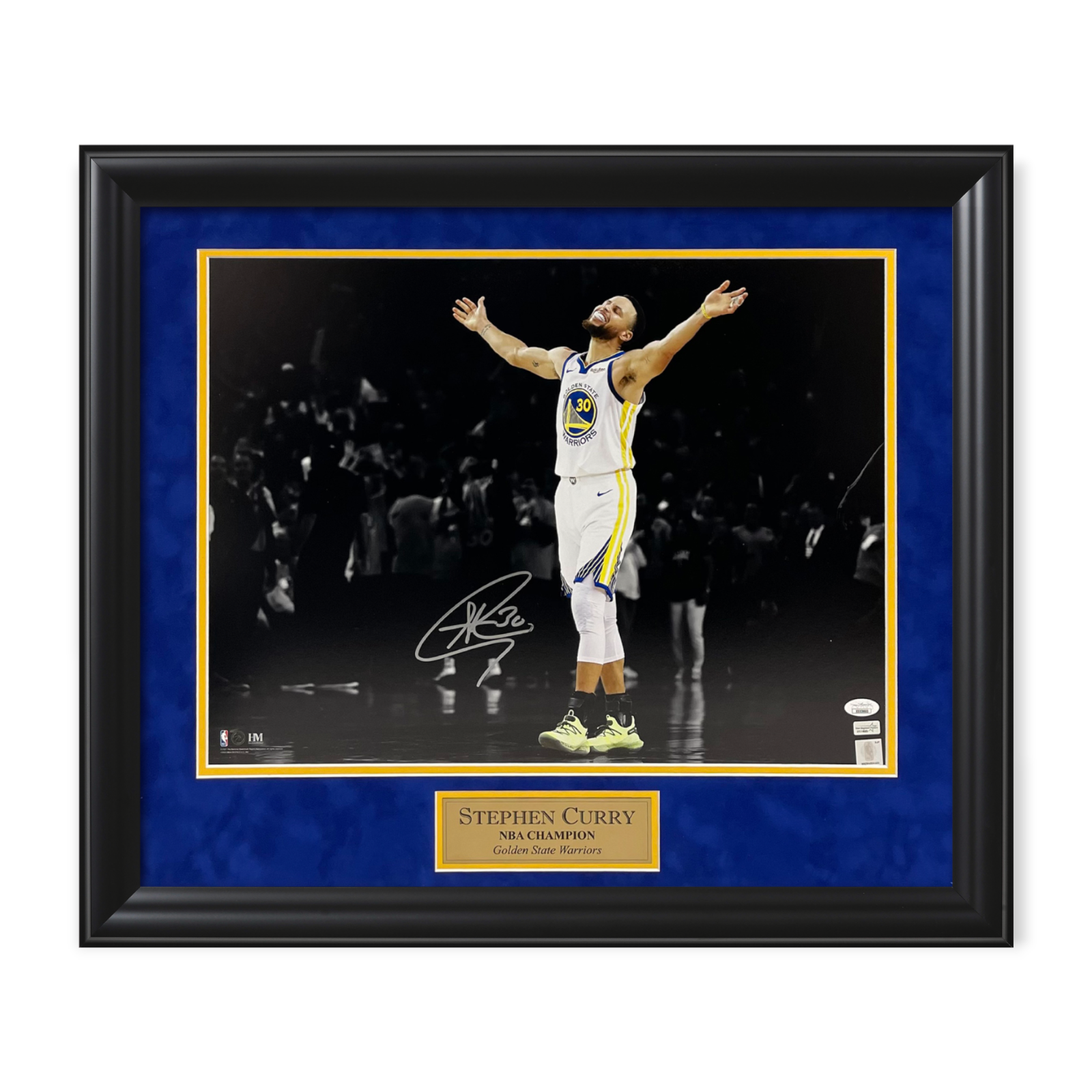 Stephen Curry Autographed Signed Golden State Warriors 16x20 Photograph Framed to 23x27 JSA 