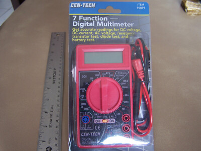 Cen-Tech 7 Function Digital Multimeter 90899 Battery Tester Voltage  10 A - NEW