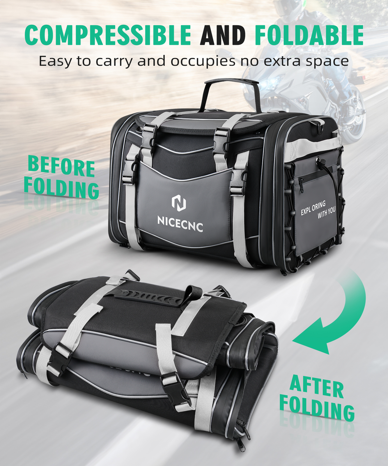 Trunk Luggage Tail Bag Rear Rack Pack Backrest For Adventure Touring ...