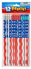 7.5" American Flag Pencil - 12 Piece USA Assortment