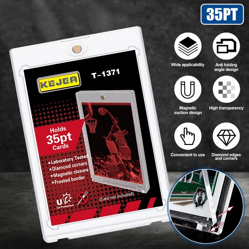 Sanseking 35PT Graded Metal Frame Card Protectors - Hard Plastic Sleeves For Sports Cards (Jet Black)