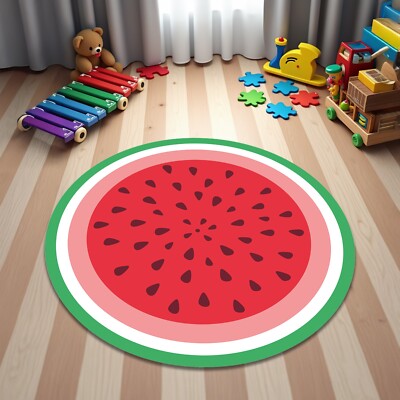 Cartoon Watermelon Rug Round Carpet Baby Play Room Mat Kids Nursery Fruit Mat