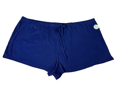 BNWT Ladies Size 24 Anko Pretty Navy Blue Soft Rib Cotton Boxer PJ Sleep Shorts