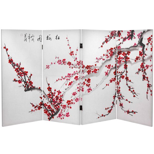 3foot Tall Doublesided Plum Blossom Canvas Room Divider White eBay