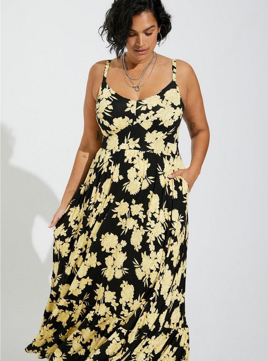 HOT Midi Dress Torrid Yellow Maxi Dress Torrid Tiered Maxi Dress