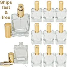 50ml 1.7oz heavy square spray bottle 18mm gold sprayers refillable