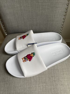 Polo Ralph Lauren Cayson Beach Polo Bear Slide Sandal White Men's