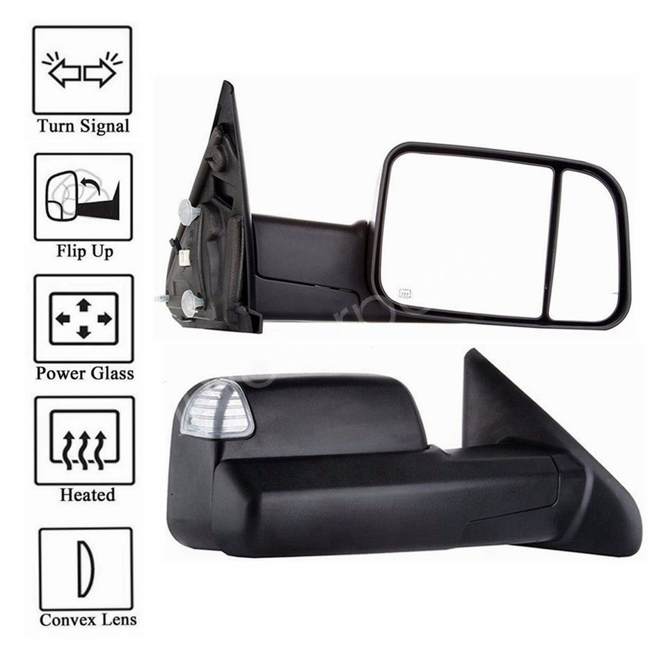 Jmotorparts Heated Tow Mirrors With LED Turn Signals For 1998-2002 Dodge Ram - Left & Right Pair