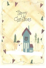 Christmas Card, Happy Christmas, Snowman and House Joyfully Yours, Dayspring New