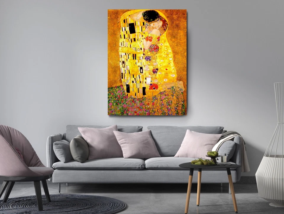Reproducción de arte de pared The Kiss Gustav Klimt lienzo decoración arte impresión habitación Foto 4 de 4