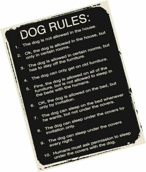 Dog Rules Metal Sign Humorous Casual Den Bar Gameroom Kennel Decor 12