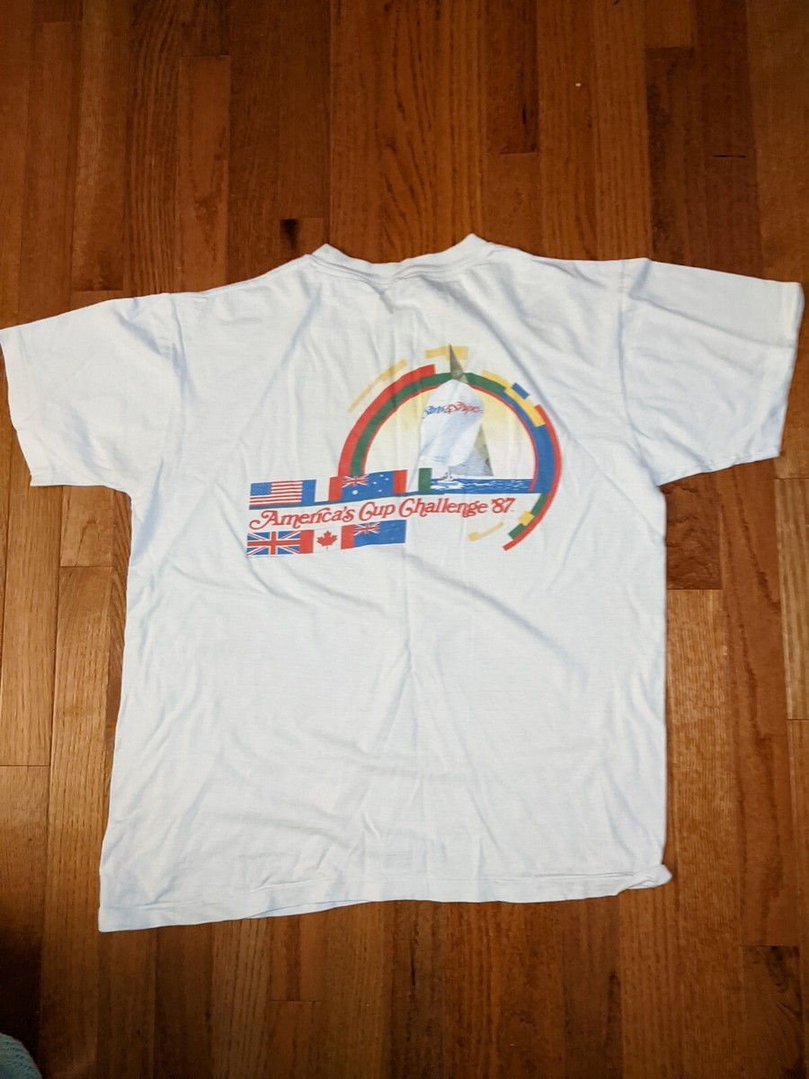 Vintage America's Cup Challenge 1987 T Shirt Short Sleeve XL back \u0026front  graphic