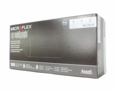 Microflex MidKnight Black Nitrile Gloves Medium - 100ct/Box