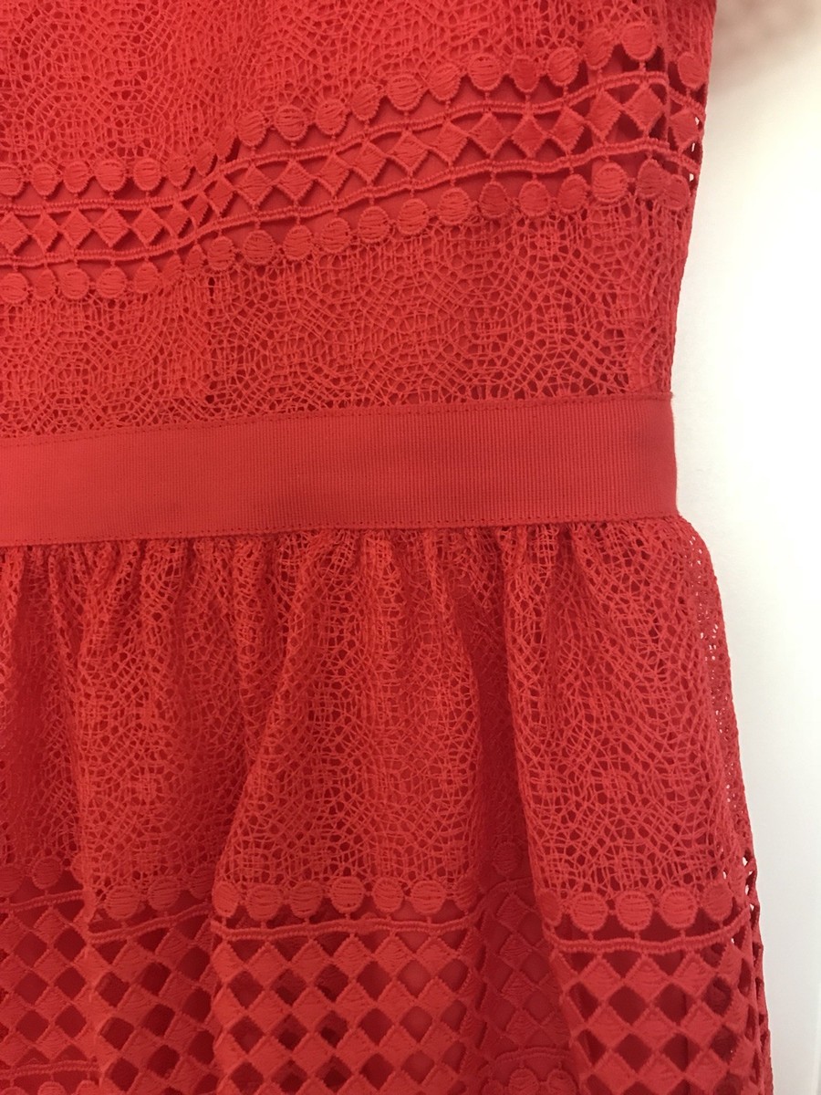 Michael Michael Kors Pleated Lace Dress 12 NWT Gorgeous Red | eBay