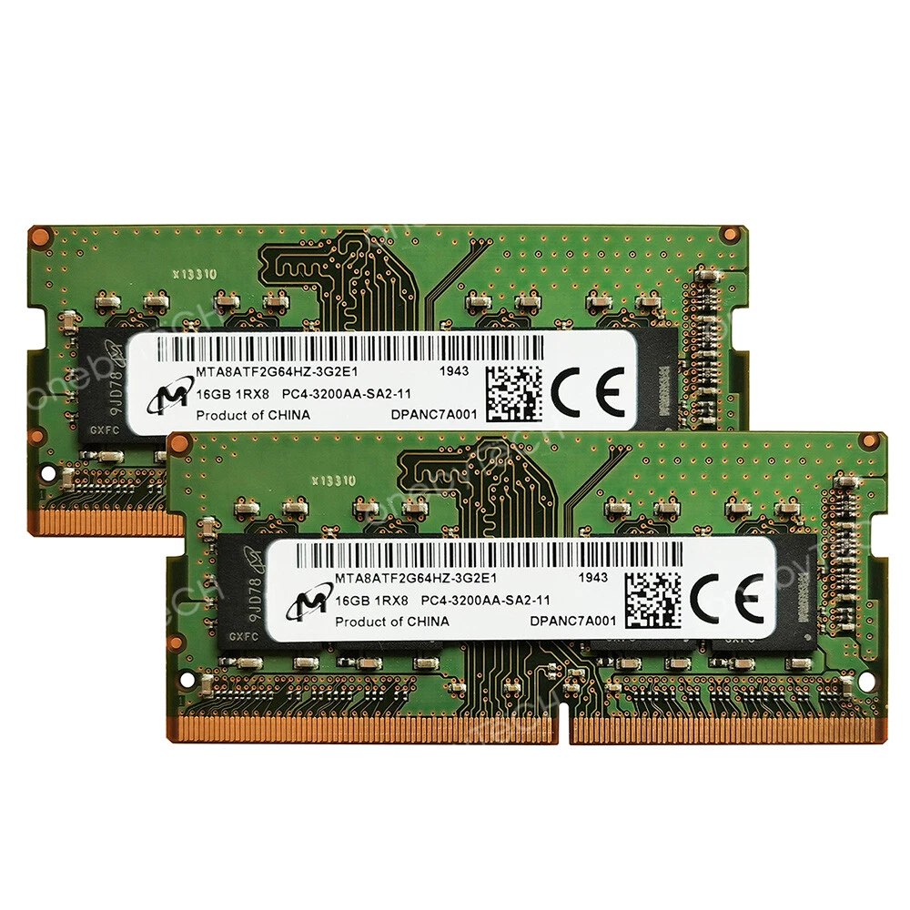 Micron 32GB 2x16GB 1Rx8 PC4-25600 DDR4 3200 MHz PC4-3200AA 260pin SO-DIMM Memory