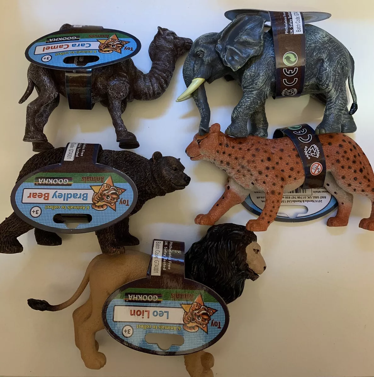 Toy Animals Selection Lion Elephant Cheetah Bear Rhino Zebra